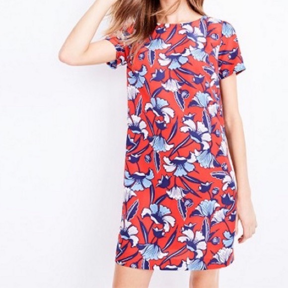 J. Crew Dresses & Skirts - J.Crew Red Hawaiian Print Shift Dress - Size 4